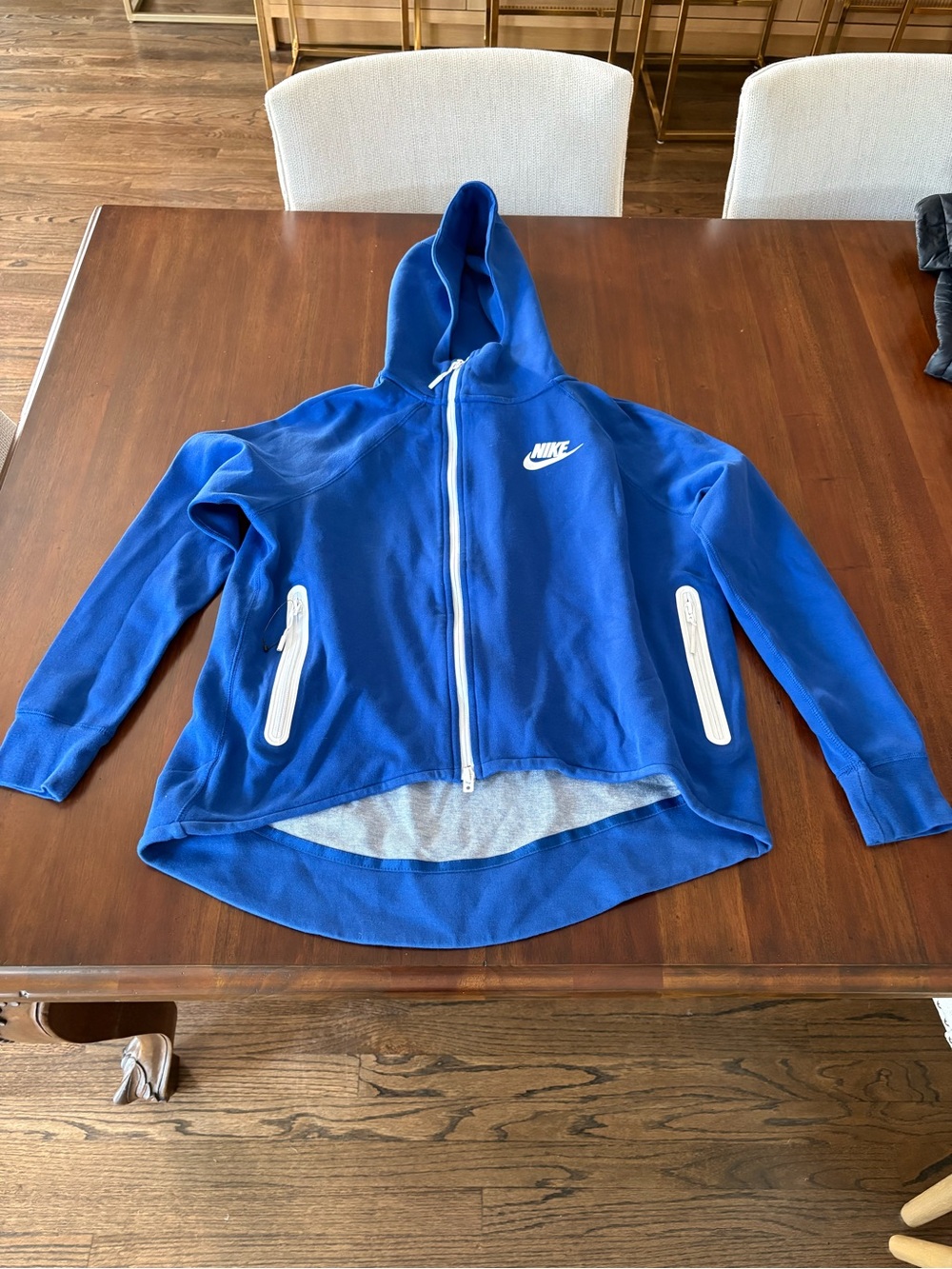 Nike Royal Blue Hooded Full-Zip Vest with White Accents